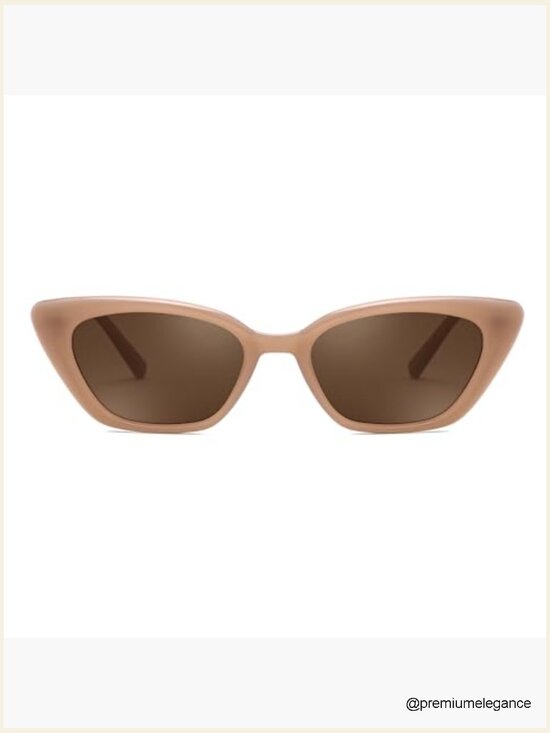 Trendy Polarized Cateye Sunglasses Retro Rectangle Narrow Sunnies